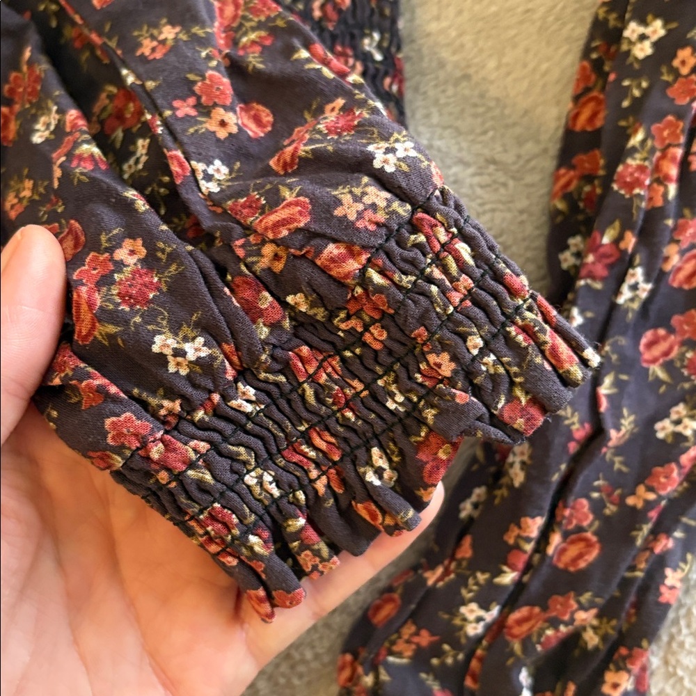 Band of Gypsies Red Floral Smocked Blouse - Picture 4 of 4